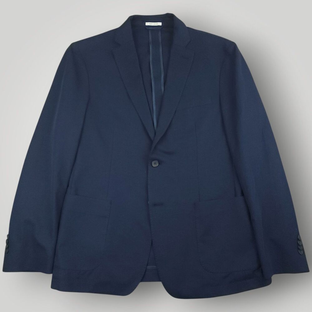 Bar III Sport Coat Mens 42R Unstructured Hopsack Patch Pocket Cotton Blend Navy - Picture 2 of 12